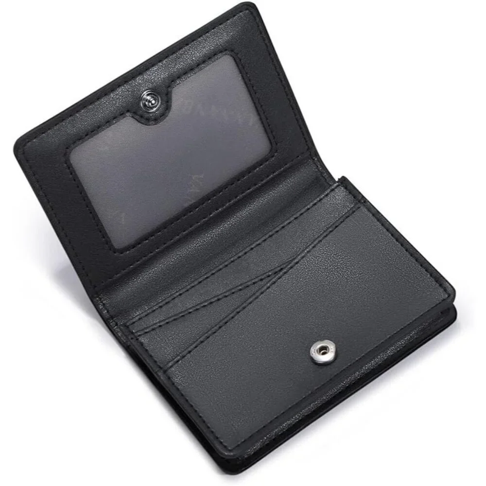 Men's Black Genuine Leather Credit Holder Pocket Bifold Wallets Card Design